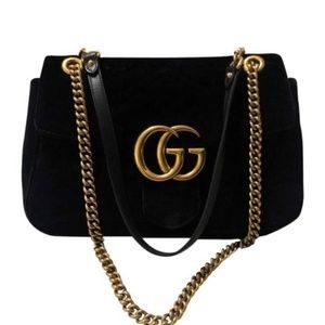 Gucci GG Velvet Flap Marmont Handbag - Medium